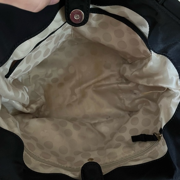 Kate Spade Flatiron Hana Black Tote Bucket Purse Logo Bow Tie Nylon Diaper Bag - Picture 7 of 10